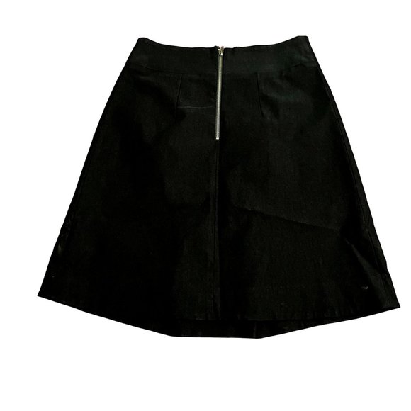Odille Black Pleated Rayon Blend A-Line Mini Skirt w/ Pockets Size 6 - Picture 4 of 5